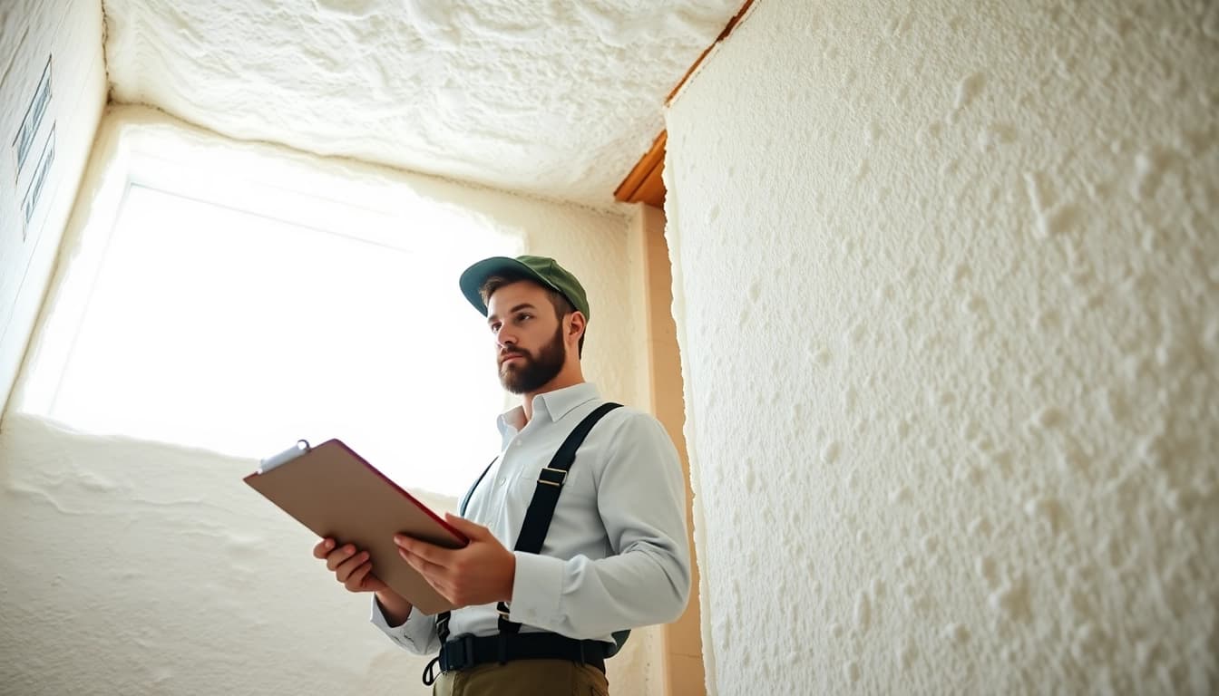 Is spray foam insulation bad? A contractor inspects the quality and application of spray foam insulation.
