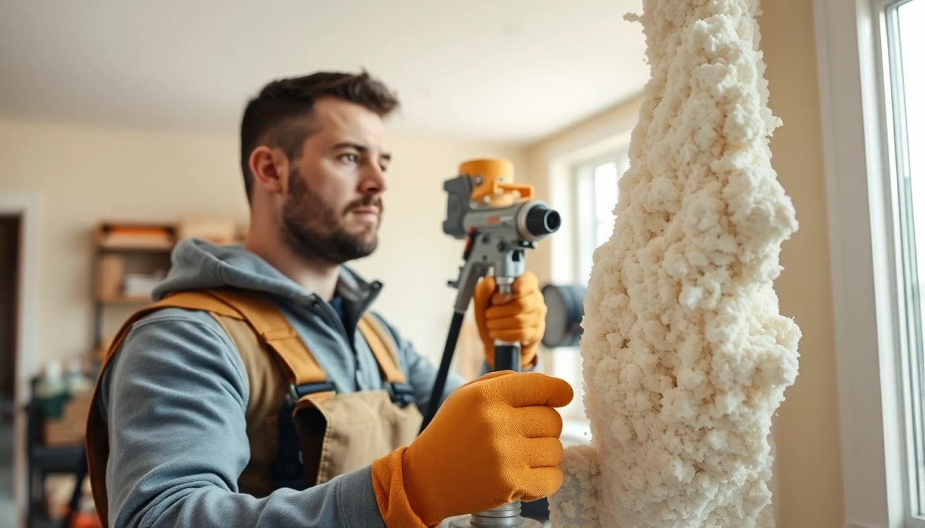 Efficient spray foam removal near Worthing by a skilled technician in a clean workspace.