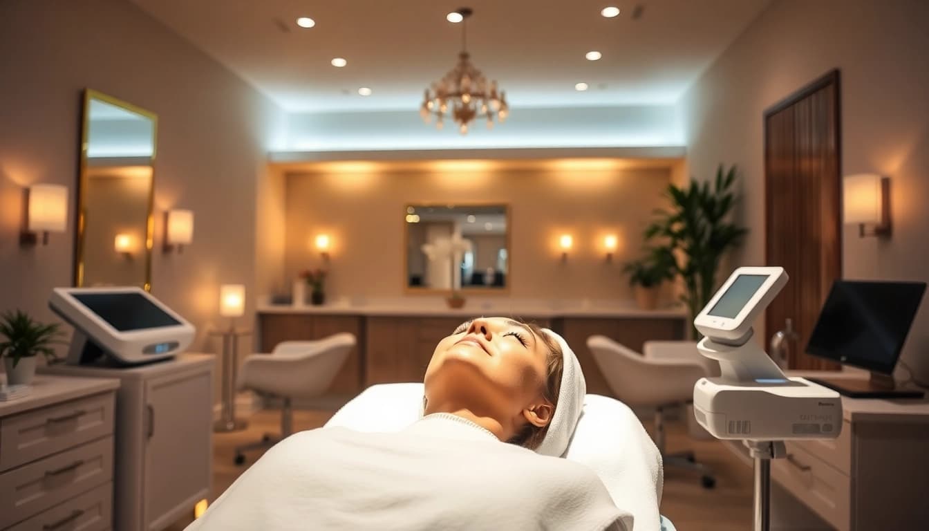 Epilare definitiva Sibiu: Enjoying a soothing laser hair removal session in a modern beauty clinic.