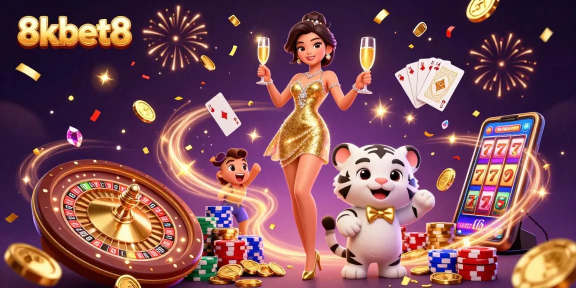 Experience the thrill of 8kbet8 with vibrant casino elements and a glamorous scene.