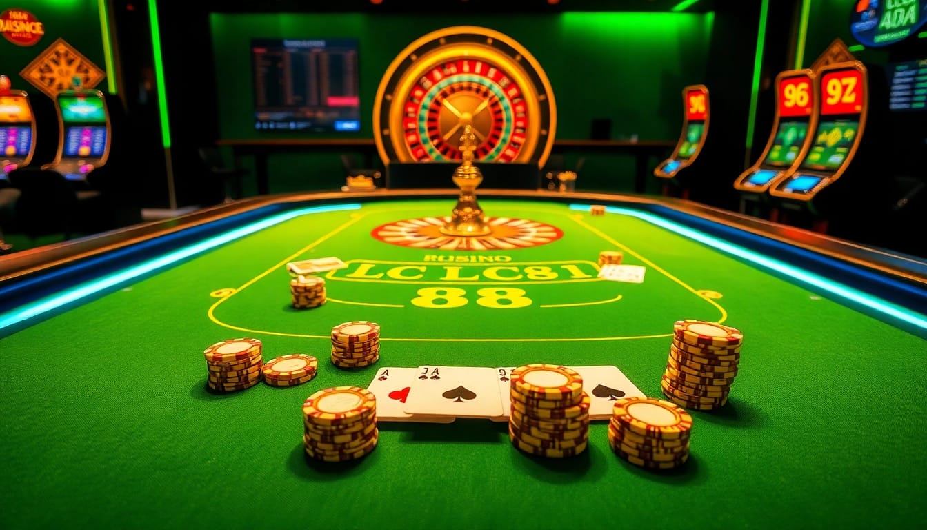 Experience the thrill of LC 88 at a vibrant casino table filled with excitement and luxury.
