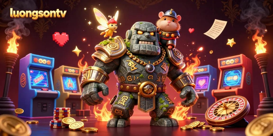 Place bets and win big with luongsontv's stunning 3D gambling illustration featuring unique characters.