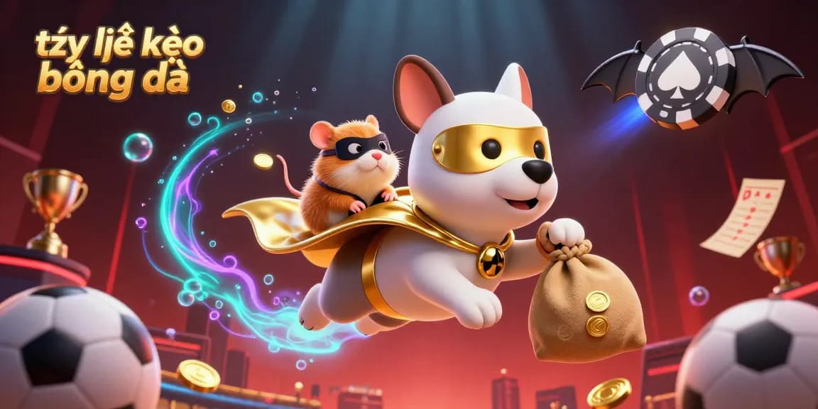 Experience thrilling tỷ lệ kèo bóng đá as a superhero dog and hamster unite in a vibrant sports betting adventure.