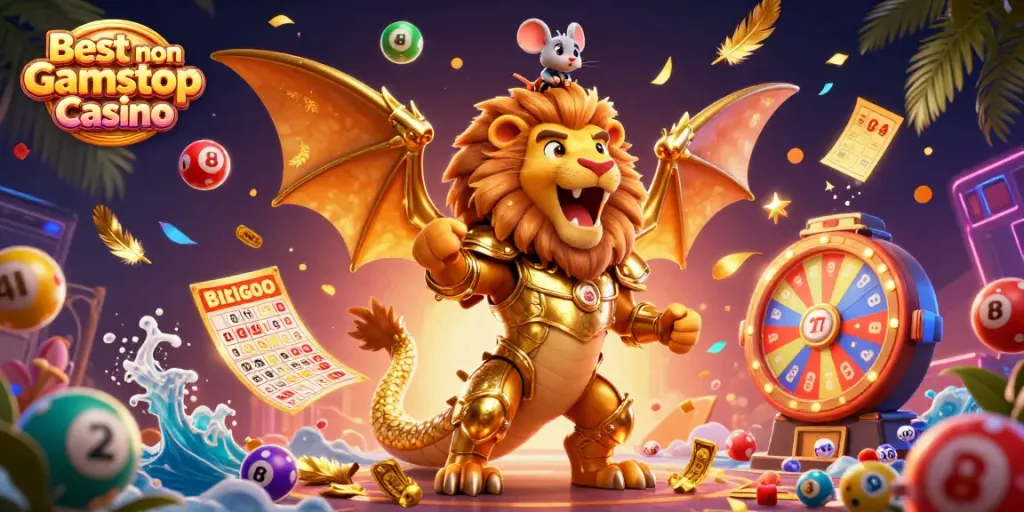 Experience the thrill of the Best non Gamstop Casino with a unique chimera creature and dynamic gaming elements.