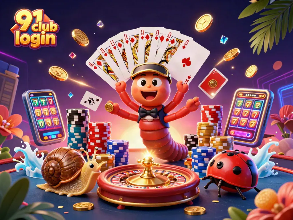 Engage with the excitement of 91 club login featuring a vibrant casino scene with lively dealers and dazzling game elements.