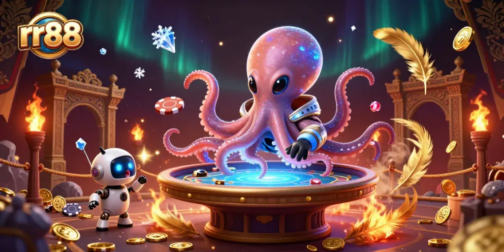 Engage with rr88’s vibrant alien casino scene, featuring poker action in a galactic setting.
