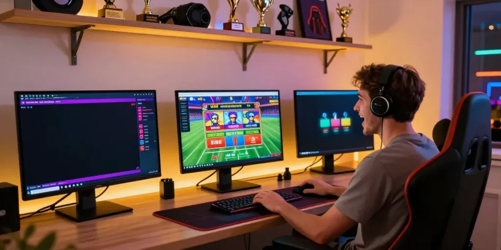 Exciting gaming environment showcasing sites not on GamStop with various devices and vibrant casino games.