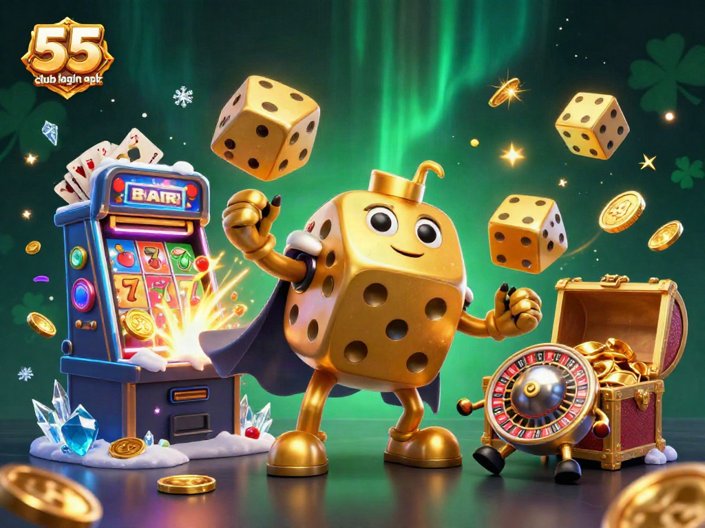 Experience the thrill with 55 club login apk in an exciting 3D casino scene filled with games and rewards.
