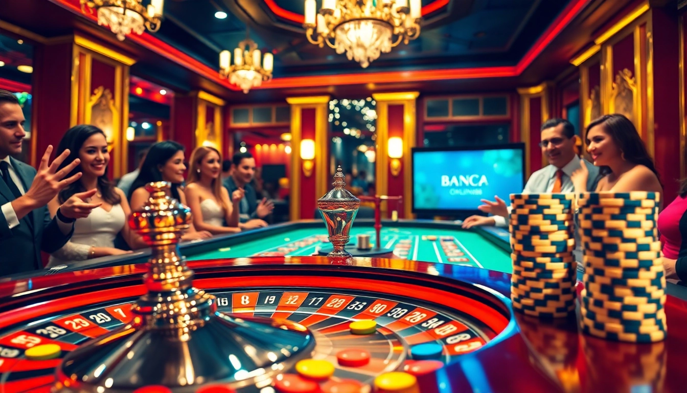 Experience thrilling gaming at https://bancaonline88.com/ with roulette chips and players celebrating wins.