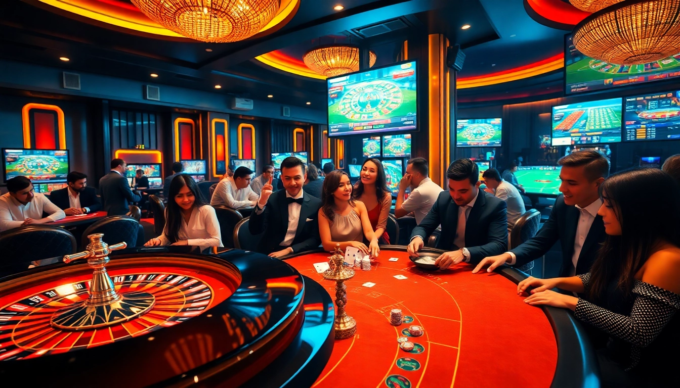 Experience the excitement of gameplay at sv388 casino with vibrant gambling tables and players.