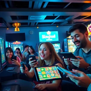 Situs kode4d vibrant online gaming scene with players enjoying slot games.