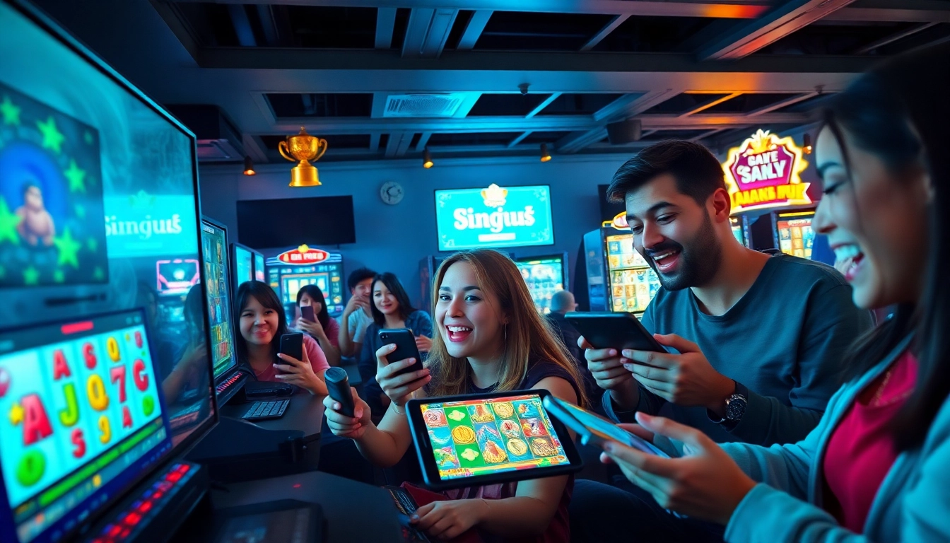 Situs kode4d vibrant online gaming scene with players enjoying slot games.
