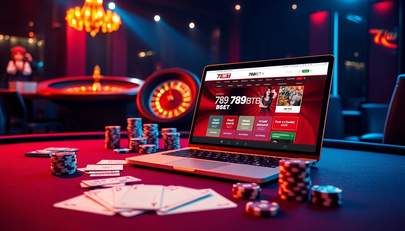 Experience intense gaming action on 789BET's vibrant casino interface with poker chips.