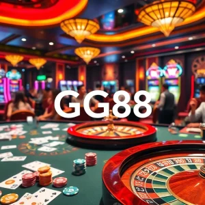 GG88 players enjoying an exciting casino experience with vibrant slot machines and poker chips.