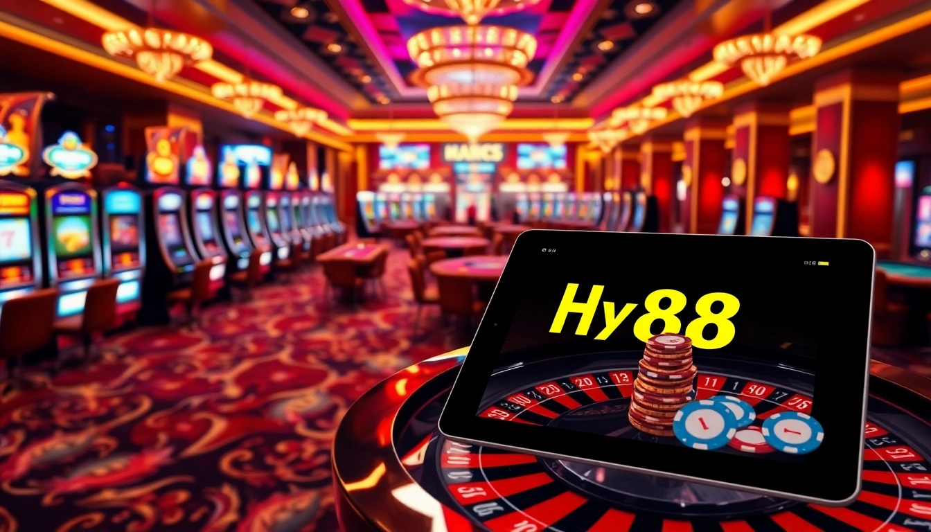 Experience the excitement of gambling at HZ88 with vibrant casino visuals and winning opportunities.