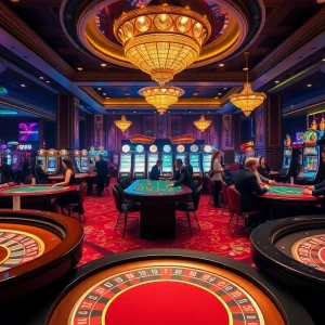 Players enjoying the thrilling atmosphere at https://rr88csn.com/ casino with vibrant games and luxurious design.