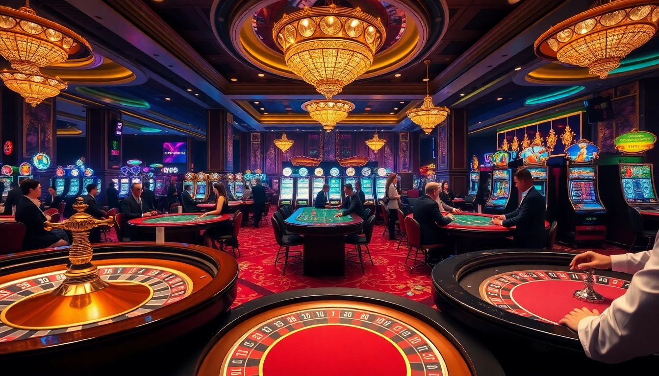 Players enjoying the thrilling atmosphere at https://rr88csn.com/ casino with vibrant games and luxurious design.