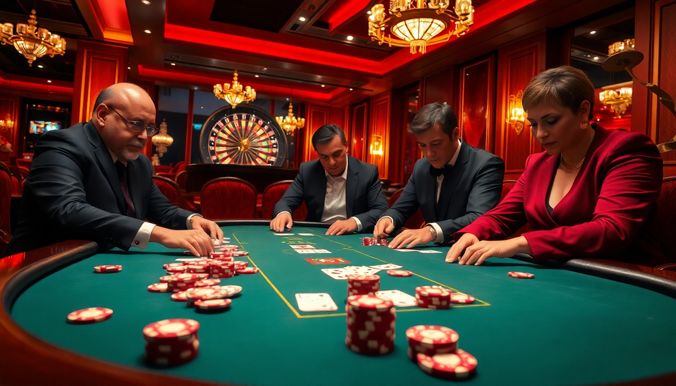 Engage in high-stakes betting with insights from https://nhandinhkeonhacai.news/ at an upscale poker table.