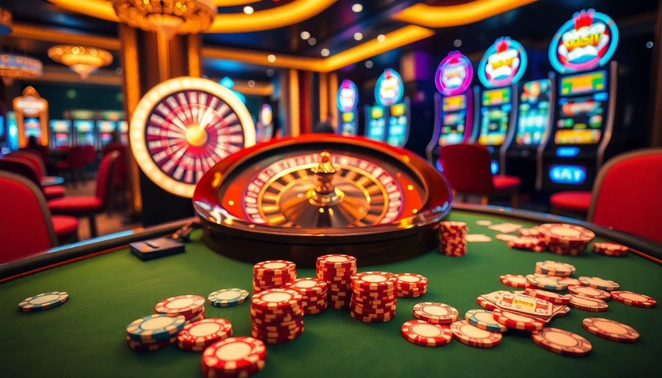 Experience luxurious betting action at Tha bet with vibrant tables, cards, and thrilling slot machines.