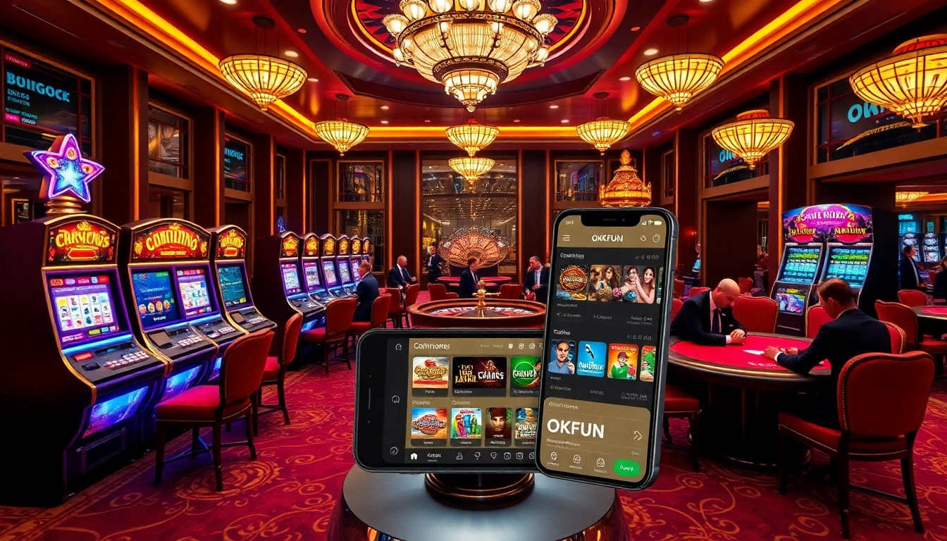Experience thrilling gameplay with the OKFUN app in a vibrant casino setting.