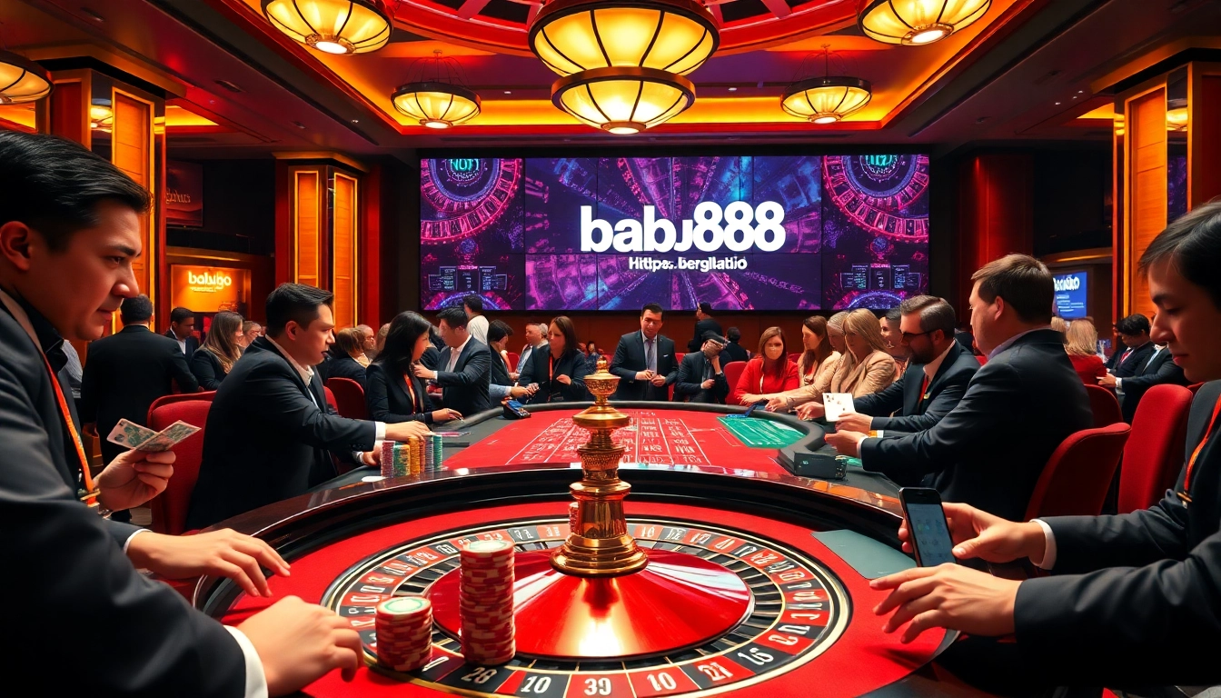 Experience the excitement of gambling at https://babu88.global/ with players at a luxury roulette table.