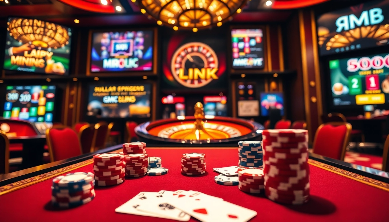 Engaging gamblers with an inviting scene showcasing MM88 LINK in a vibrant casino atmosphere.