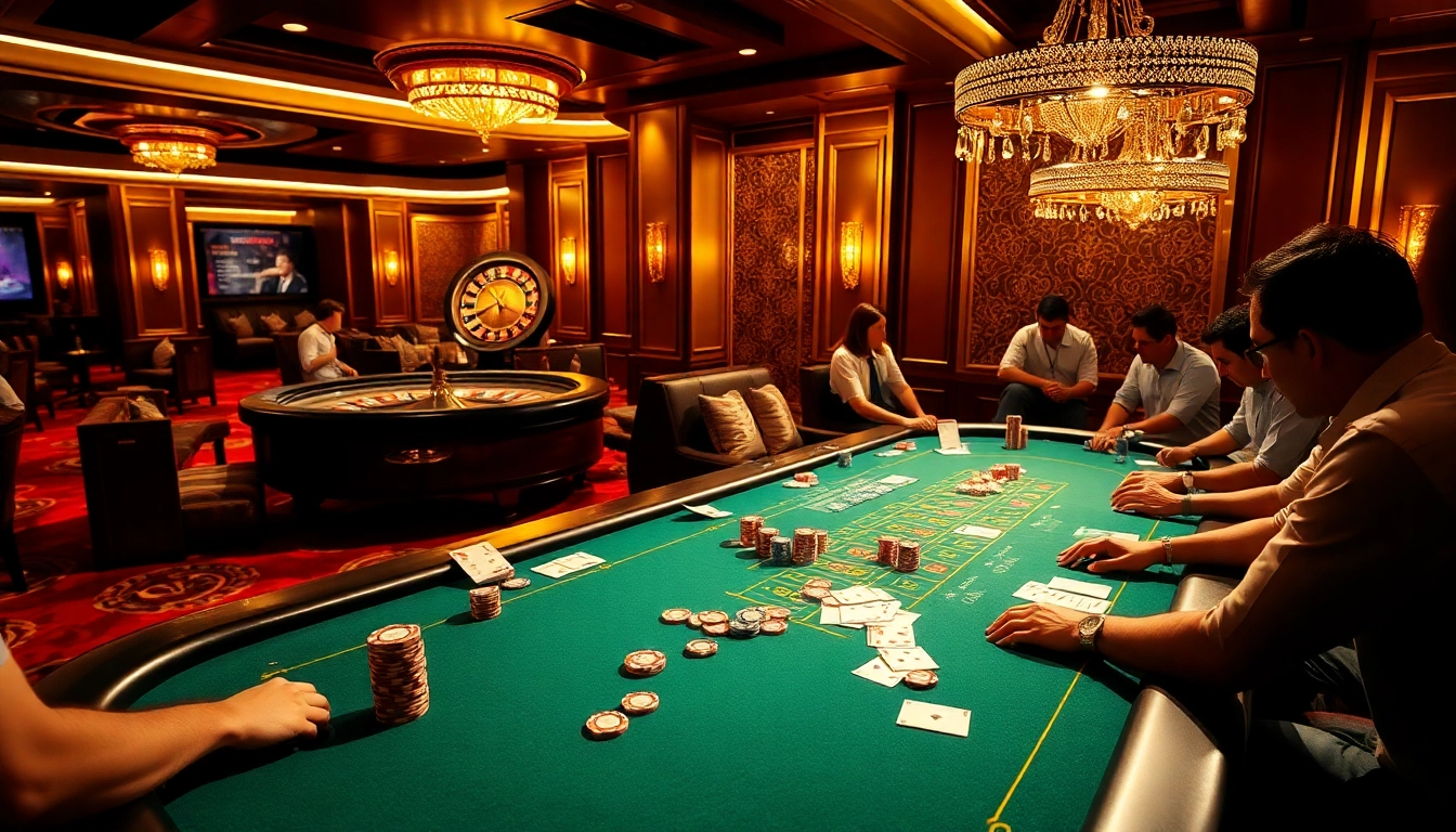 KJC's luxurious casino environment showcasing thrilling poker action with vibrant energy.