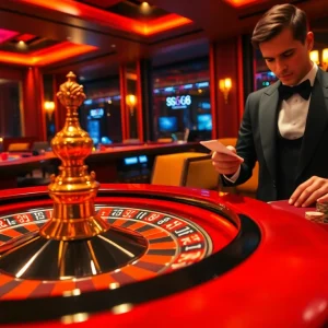 S666 nhà cái gamblers enjoy vibrant casino action at a roulette table with chips and cards.
