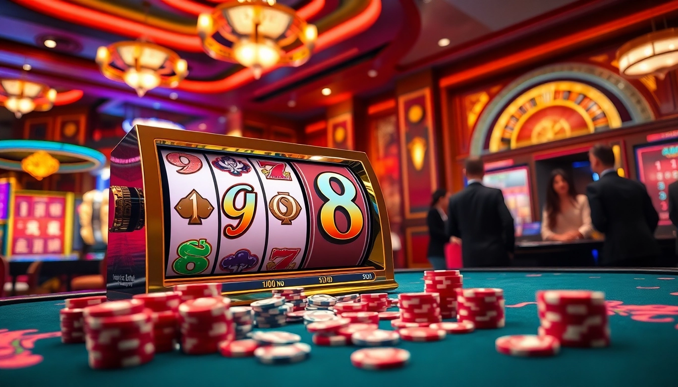 Engaging players experiencing the thrill of go8 nổ hũ at a luxury casino.