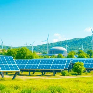 Best cloud mining platforms depicted in a sustainable, innovative mining facility powered by renewable energy.