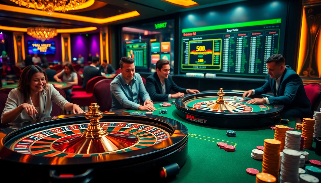 SAO BET experience at a luxurious casino with players engaged in thrilling gameplay.