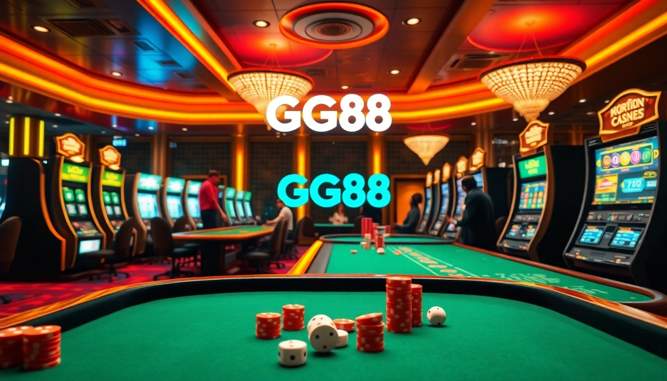Experience the excitement of GG88 gaming with vibrant casino tables and colorful chips.