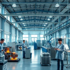 Diecaster Malaysia: Advanced diecasting facility showcasing modern machinery and skilled workers.