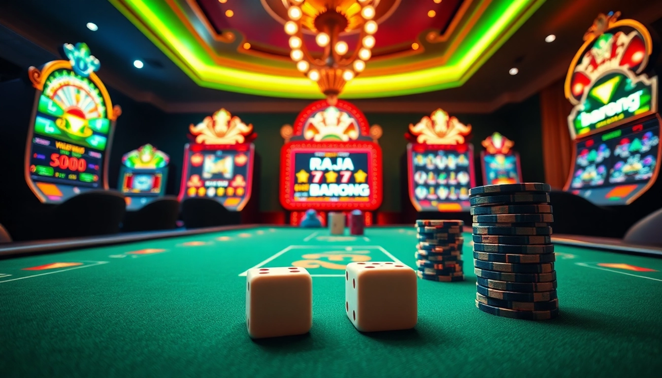 Experience the thrill of raja barong slots at a vibrant casino with colorful machines.