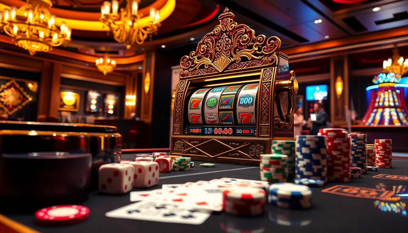 Players enjoying thrilling games at a casino featuring the raja barong themed slot machine and vibrant atmosphere.