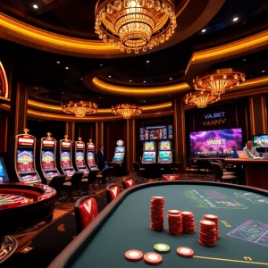 Experience the thrilling ambiance of VAOBET casino with engaging games and vibrant visuals.