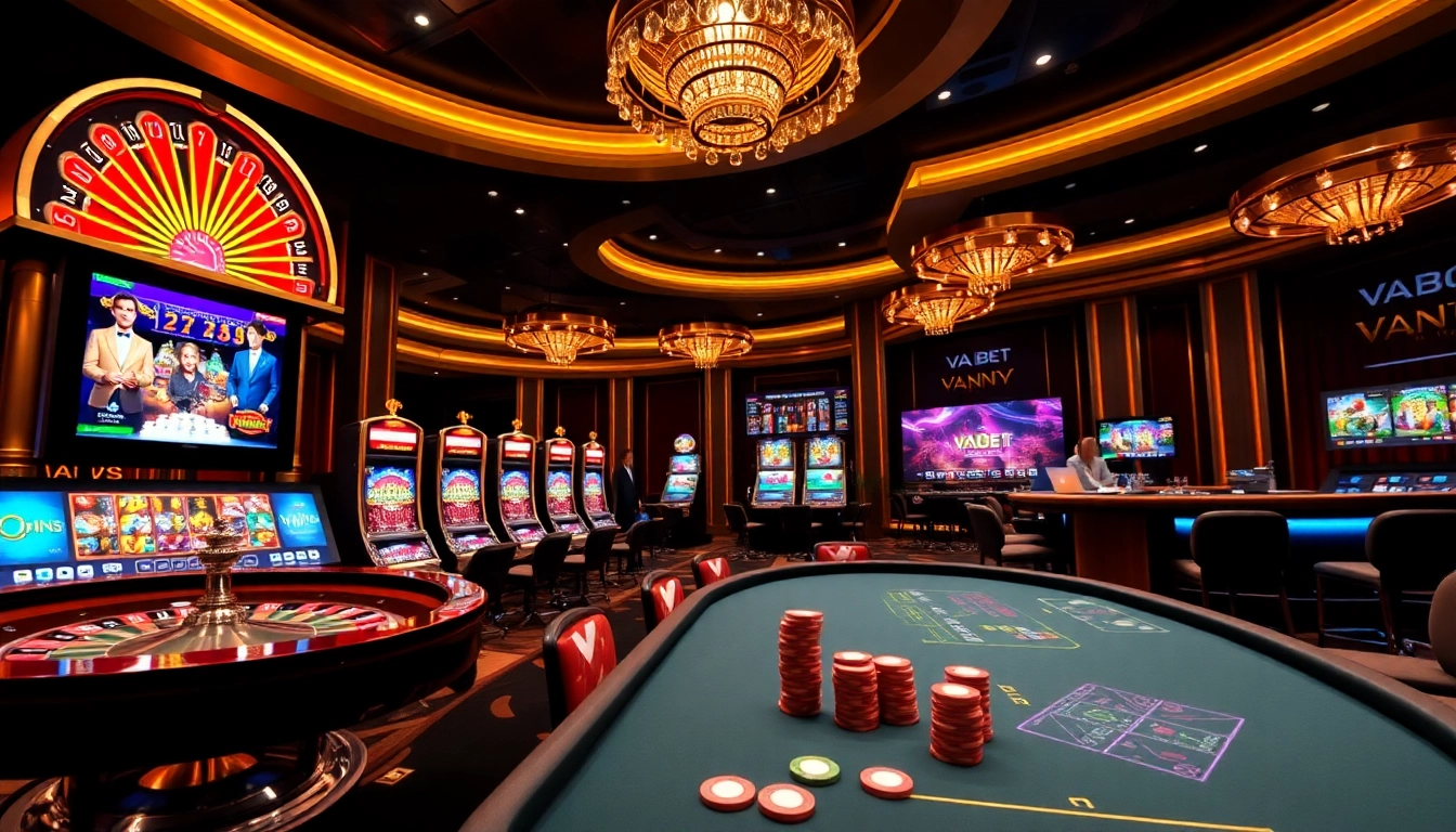 Experience the thrilling ambiance of VAOBET casino with engaging games and vibrant visuals.