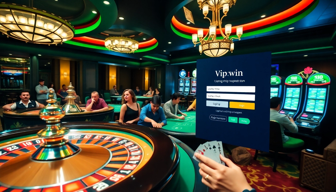 Engage in thrilling gameplay with seamless đăng nhập vipwin as players gather at a vibrant casino.