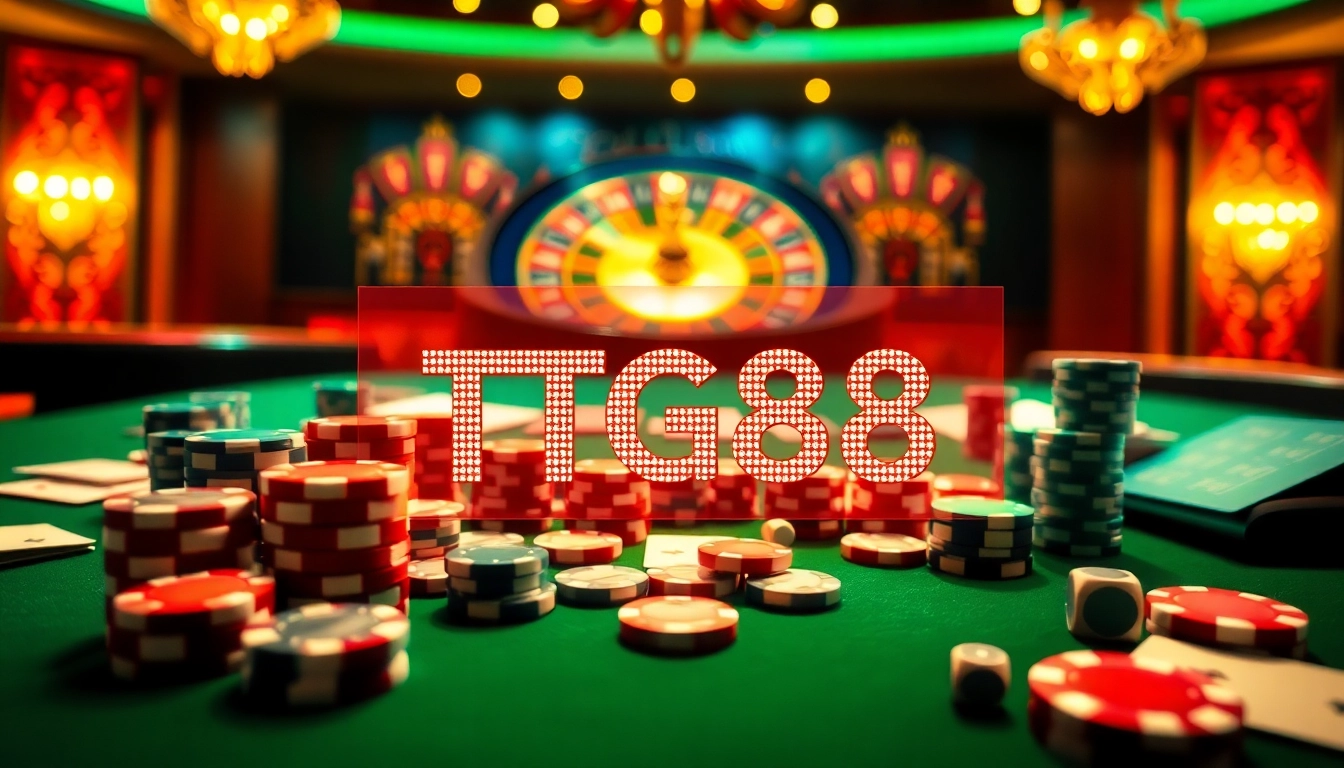 Experience excitement at TG88 with vibrant casino tables and luxury gaming elements.