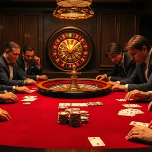 Players enjoying a dynamic poker game with CM88 chips and classic casino cards.