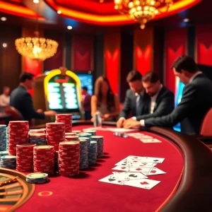 Experience the thrill of VMAX gaming with vibrant casino tables and engaged players.