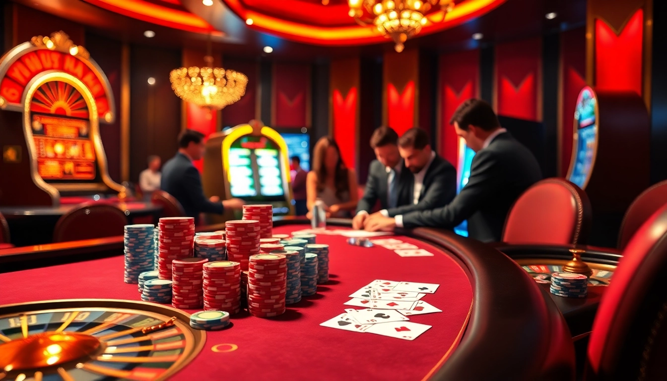 Experience the thrill of VMAX gaming with vibrant casino tables and engaged players.