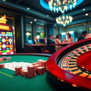 Experience the thrill of betting at nhà cái uy tín BL555 with vibrant poker and casino games in a luxurious setting.