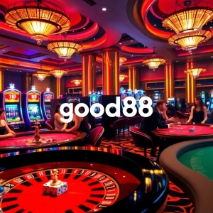 Experience the thrill of gambling at a high-end casino, featuring good88 gaming excitement and engaging players.