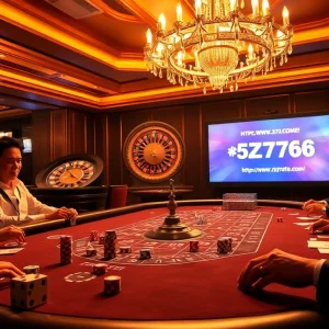 Experience thrilling casino action at https://www.5z7776.com/ with vibrant poker tables, chips, and dice.