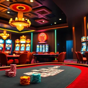 Experience excitement at the xin88 casino with vibrant poker tables and engaging slot machines.