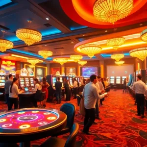 Hello88win.live online casino scene featuring vibrant gaming tables and players enjoying their experience.