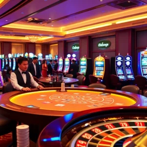 Exciting PG88 casino environment with a dealer, slot machines, and poker chips.