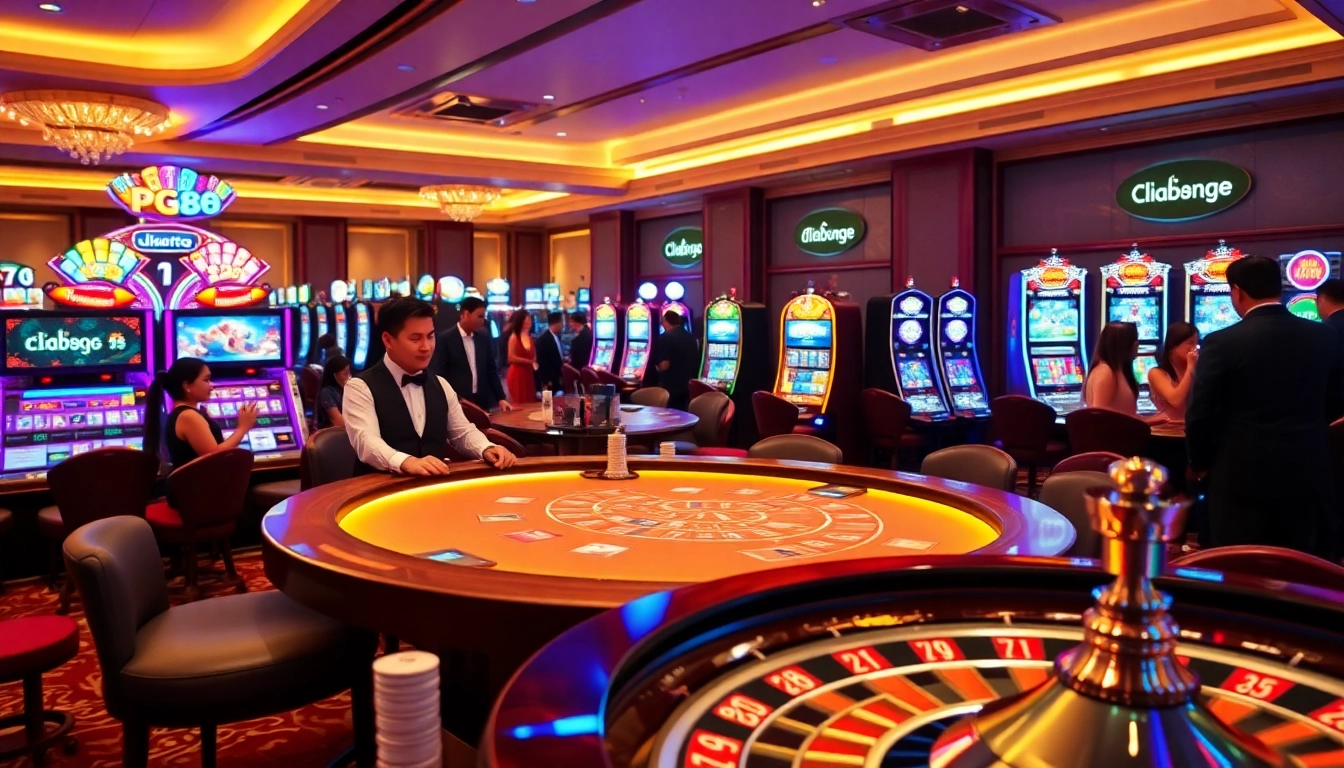 Exciting PG88 casino environment with a dealer, slot machines, and poker chips.