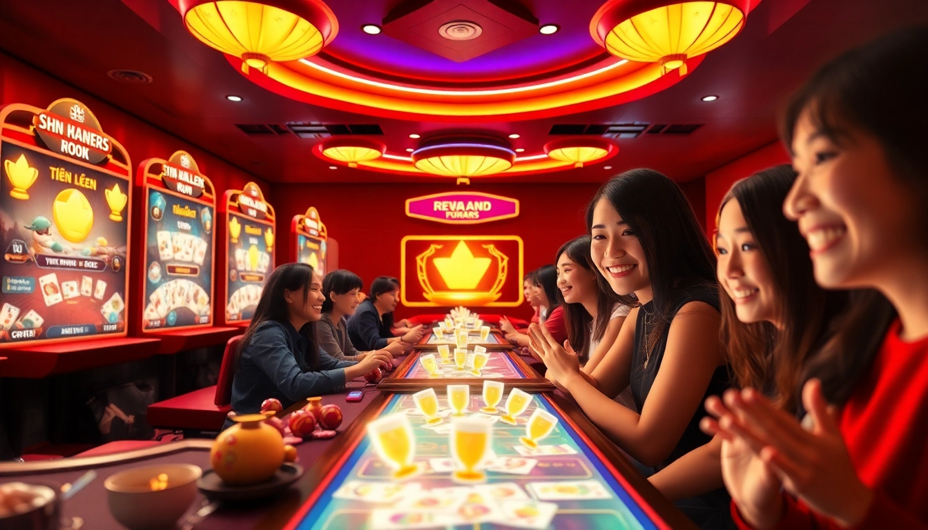 Engaging scene from gamebaidoithuong.com.vc showcasing players in a vibrant virtual card game environment.